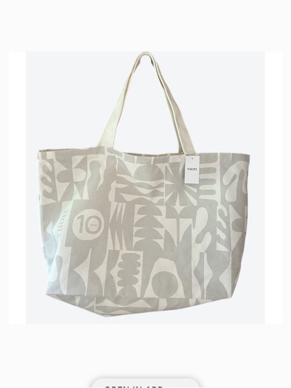Vuori Beige Graphic Canvas Tote